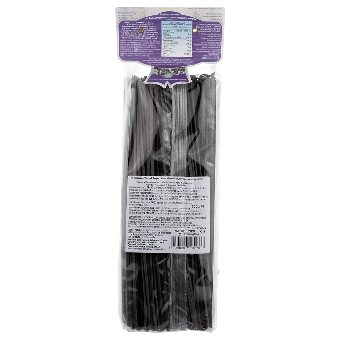 Linguine mit Tintenfischtinte IGP Il Vecchio Pastificio di Gragnano 500g