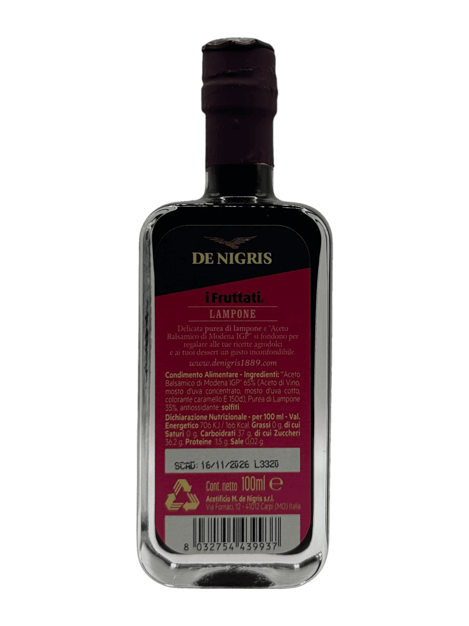 De Nigris i Fruttati Lampone Condimento con Aceto Balsamico di Modena IGP - Image 2