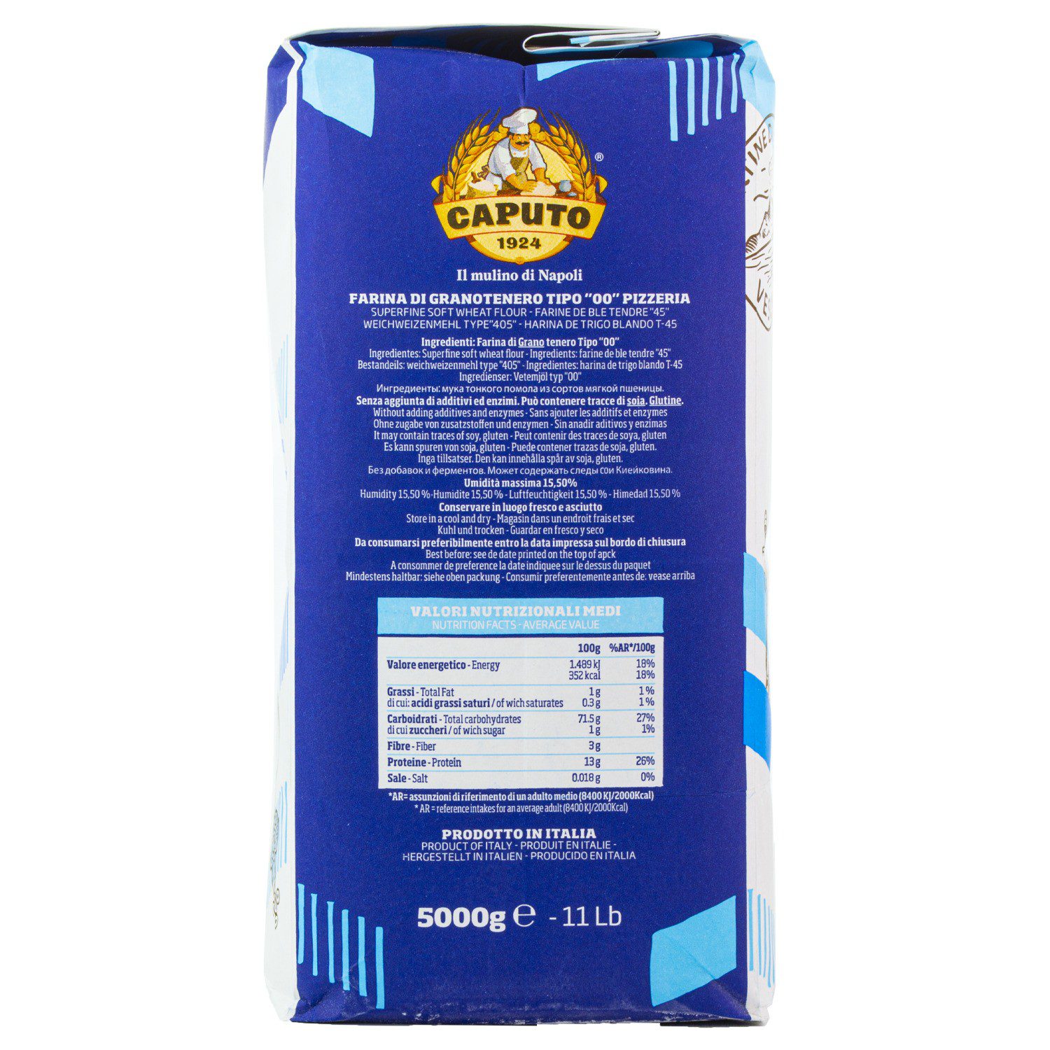 Farine Caputo type 00 Bleu idéale pour le pain et la pizza - 1 kg