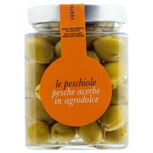 Pfirsiche Unreife Pfirsiche in Verticelli süß-sauer
