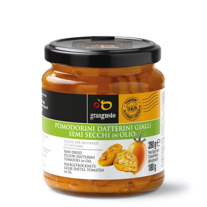 Pomodorini Datterini Gialli Semi Secchi in Olio Grangusto 280g